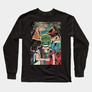 Mysterious FemaleMask NFT with AztecEye Color and DarkSkin - Unveiling the Enigmatic Charm! Long Sleeve T-Shirt